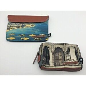 Qatar Airways Nappa Dori Amenity Kit Pouch Travel Makeup Bag Scenic Print